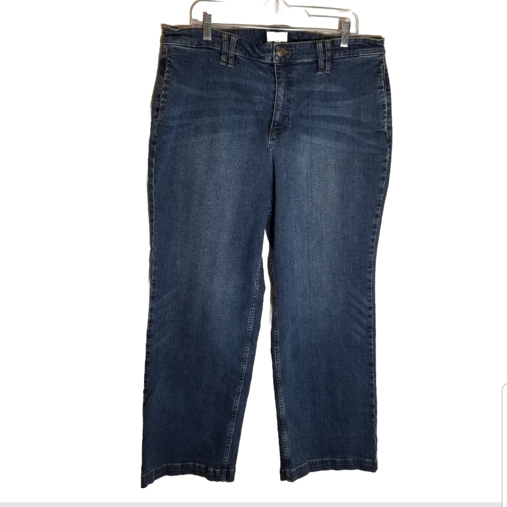Candace Cameron Bure Jeans Women's 16 Pacific Blue Denim Wide Leg Slash Pockets